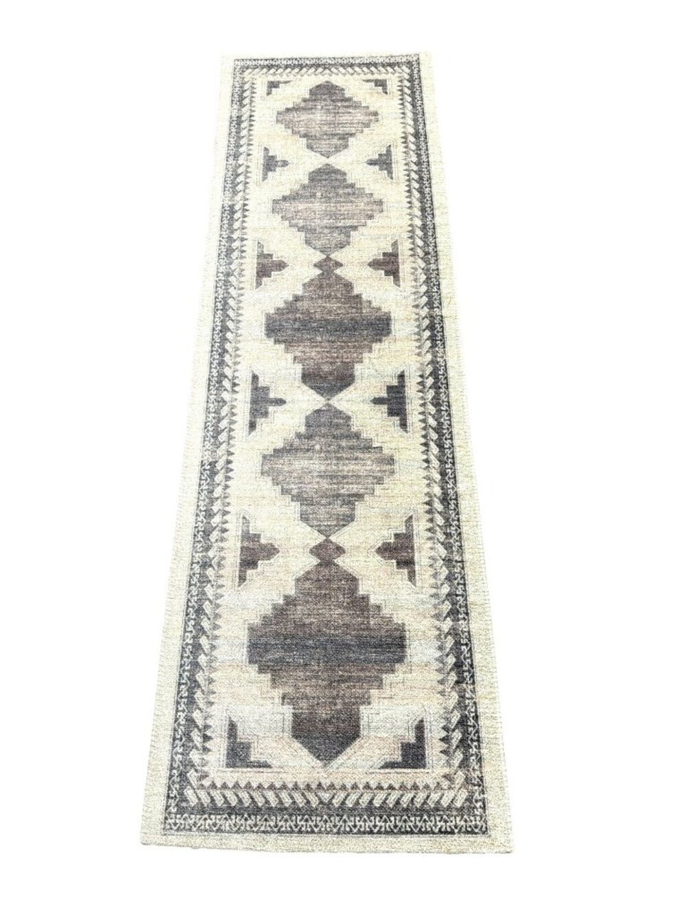 Threshold Southwestern Runner Rug 25" X 82" Beige & Grey Patterned Polyester Mad